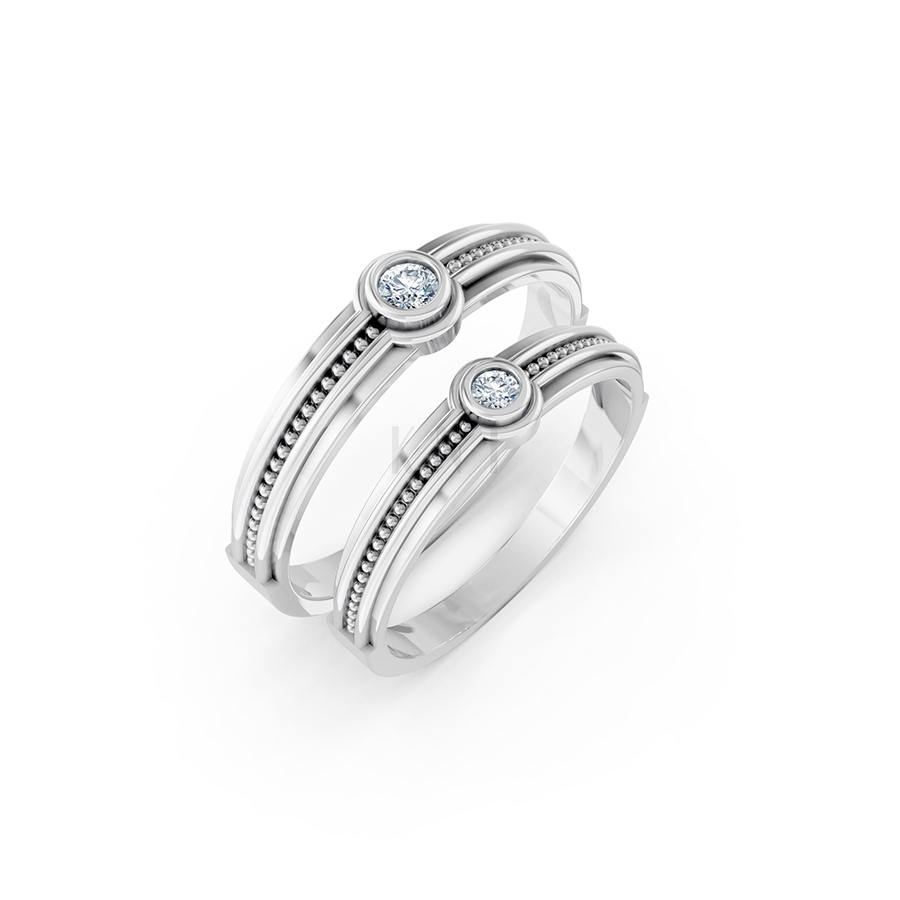 Nhẫn cưới A122 màu vàng trắng White Gold kiểu dáng hiện đại, nổi bật