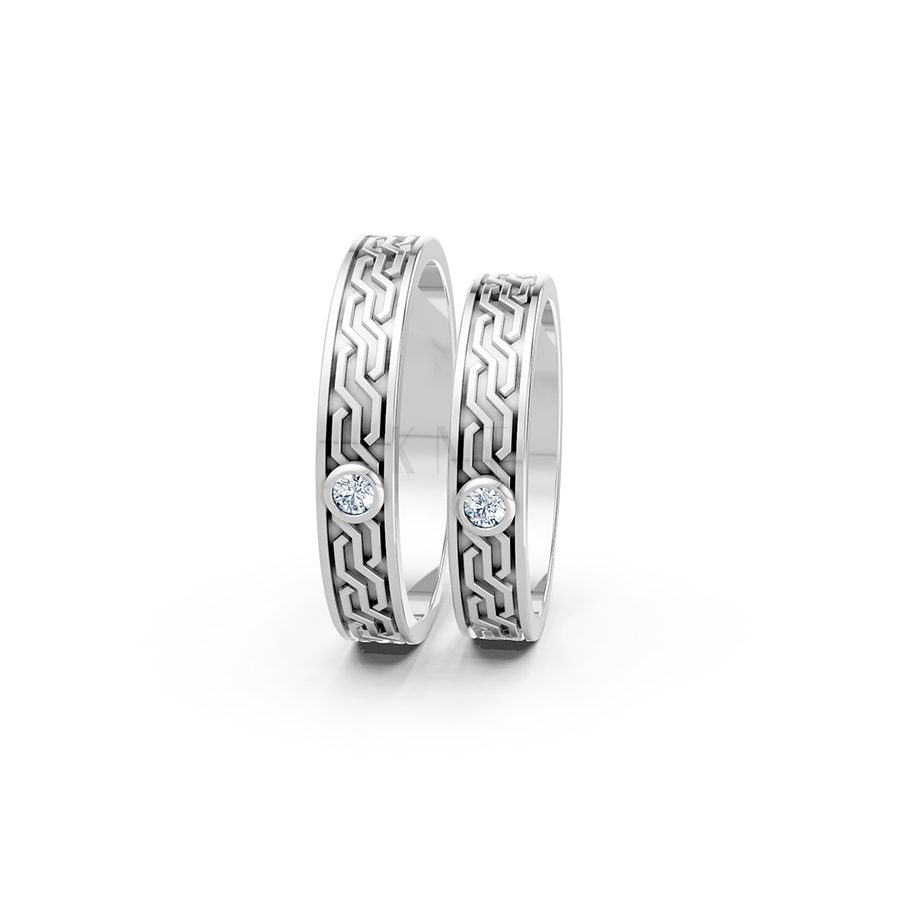 Nhẫn cưới A123 màu vàng trắng White Gold vàng sáng bóng, thiết kế trẻ trung