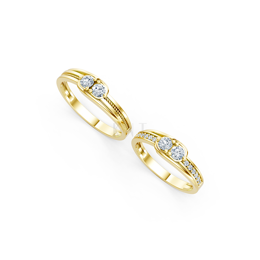 Nhẫn cưới A125 màu Vàng Gold thiết kế phá cách, sang trọng