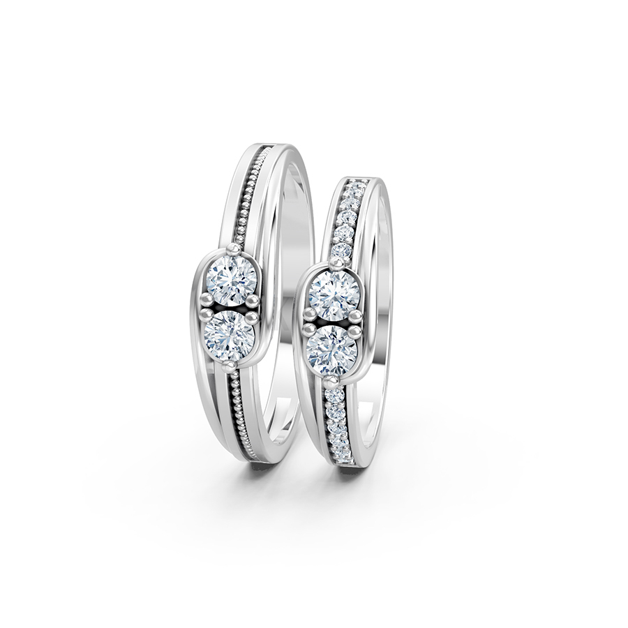 Nhẫn cưới A125 màu vàng trắng White Gold vàng sáng, đường nét sắc sảo, tinh tế