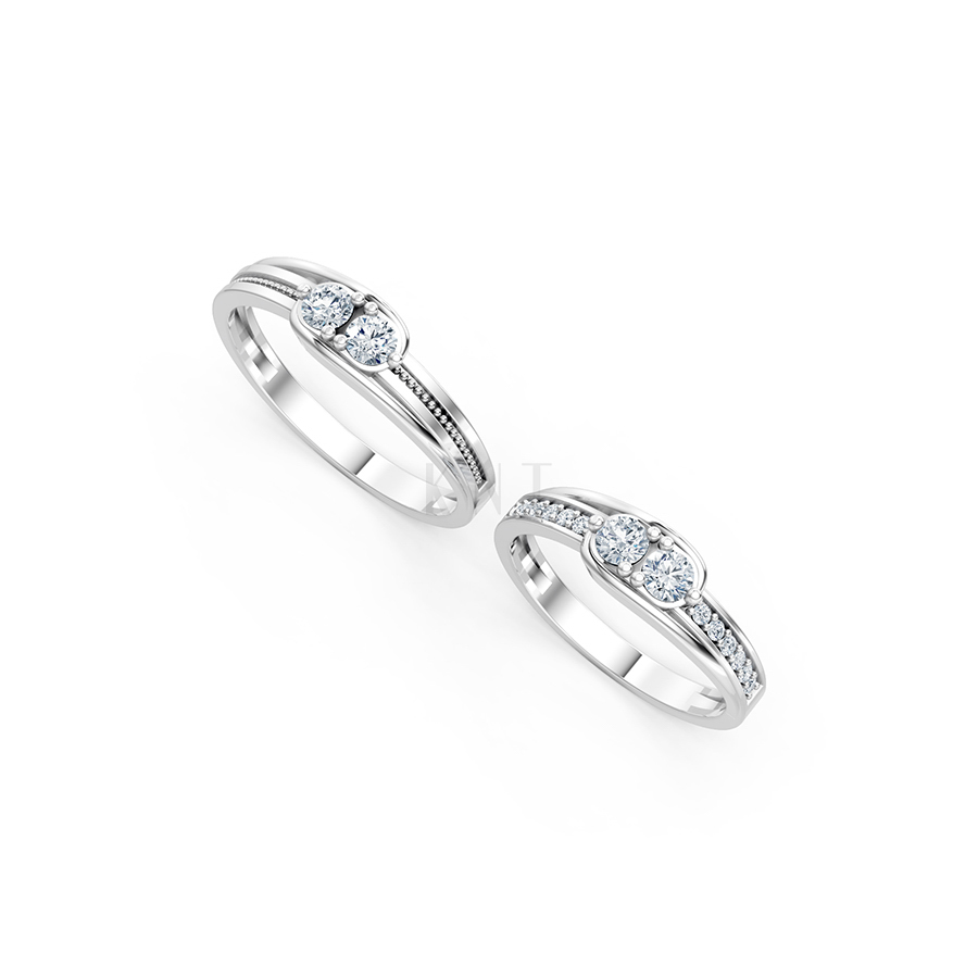 Nhẫn cưới A125 màu vàng trắng White Gold vàng sáng bóng, thiết kế trẻ trung