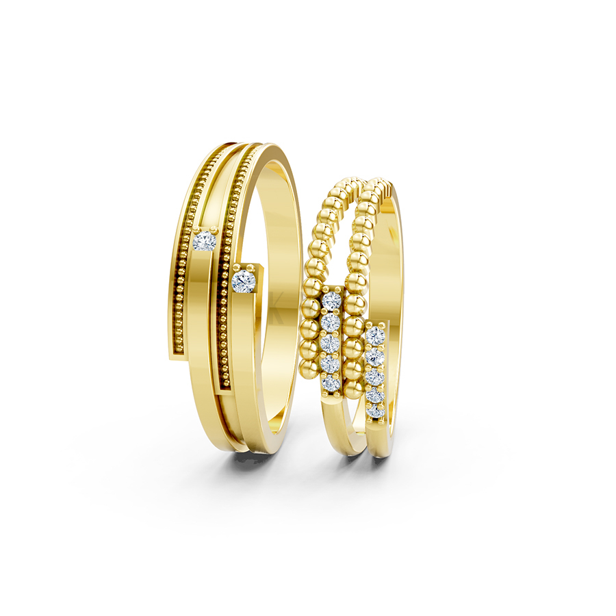 Nhẫn cưới A126 màu Vàng Gold vàng 10K/14K/18K/607 cao cấp, thanh lịch