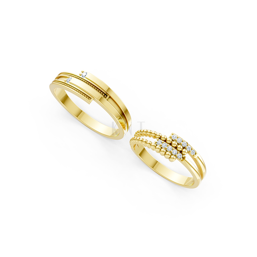 Nhẫn cưới A126 màu Vàng Gold thiết kế phá cách, sang trọng
