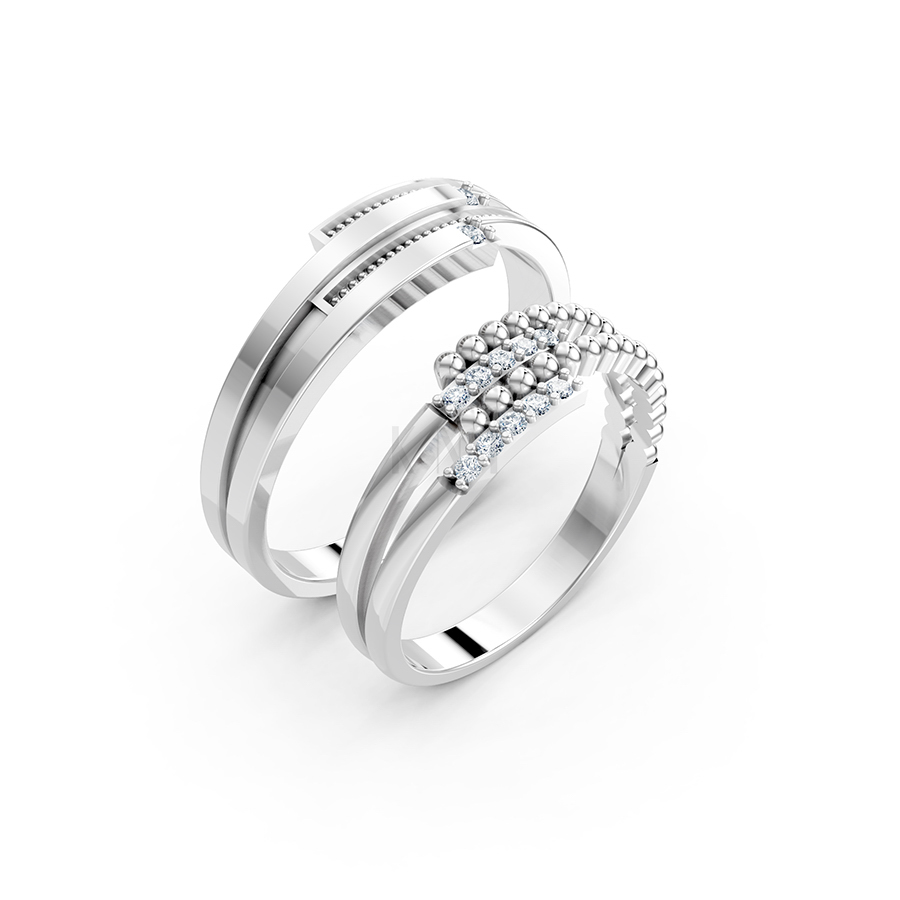 Nhẫn cưới A126 màu vàng trắng White Gold kiểu dáng hiện đại, nổi bật