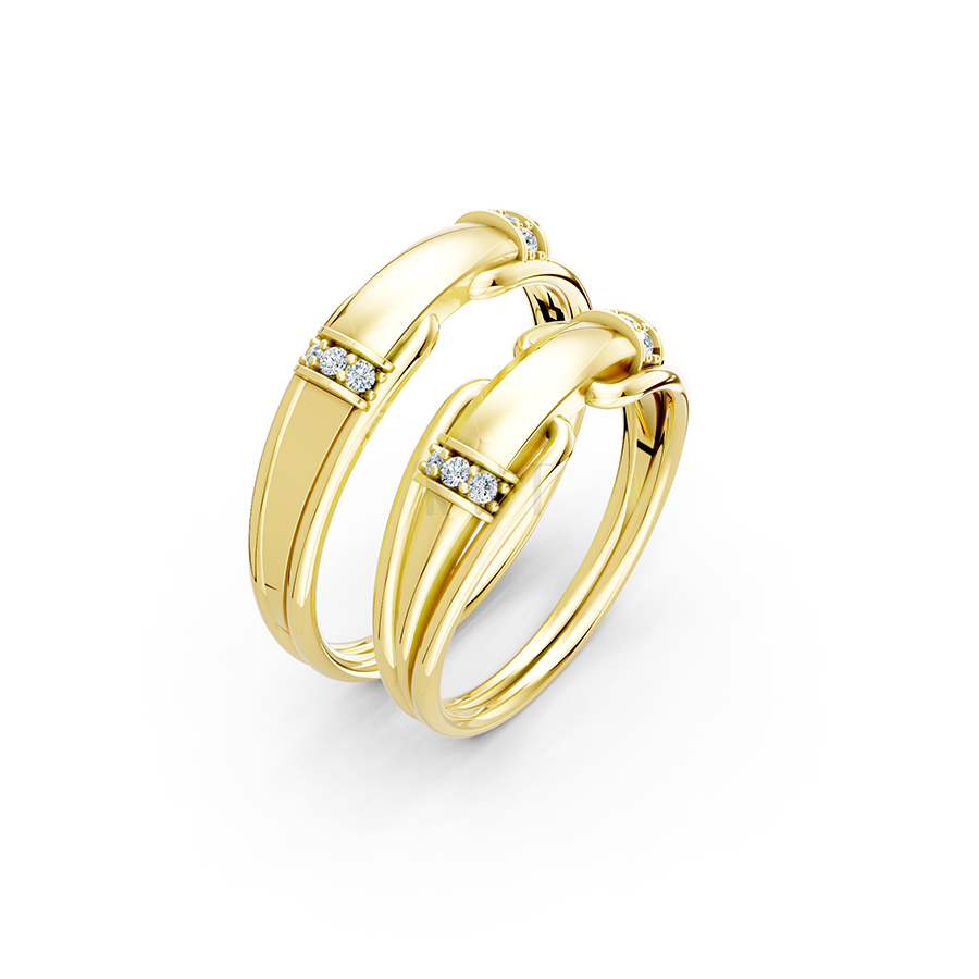 Nhẫn cưới A127 màu Vàng Gold thiết kế tinh tế, sang trọng
