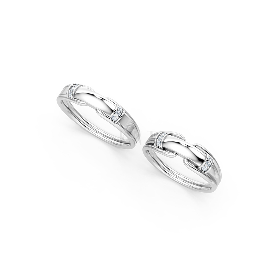 Nhẫn cưới A127 màu vàng trắng White Gold vàng sáng, đường nét sắc sảo, tinh tế