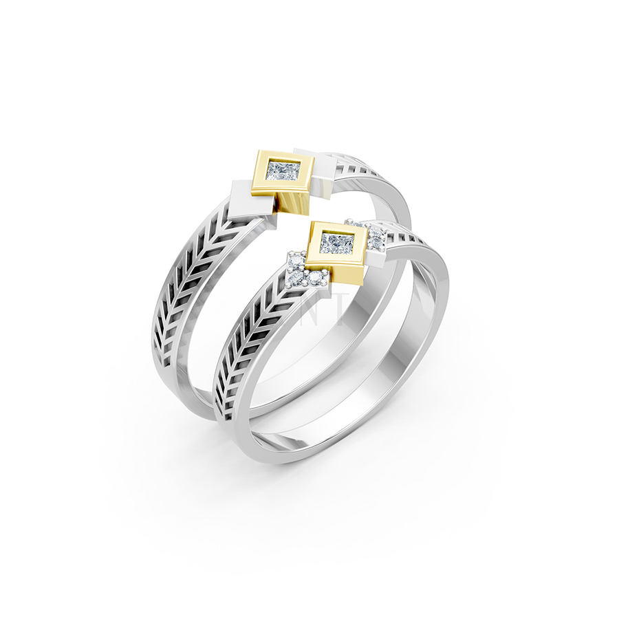 Nhẫn cưới A128 phối màu Dual Color họa tiết ấn tượng, cá tính