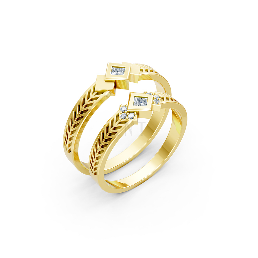 Nhẫn cưới A128 màu Vàng Gold thiết kế tinh tế, sang trọng