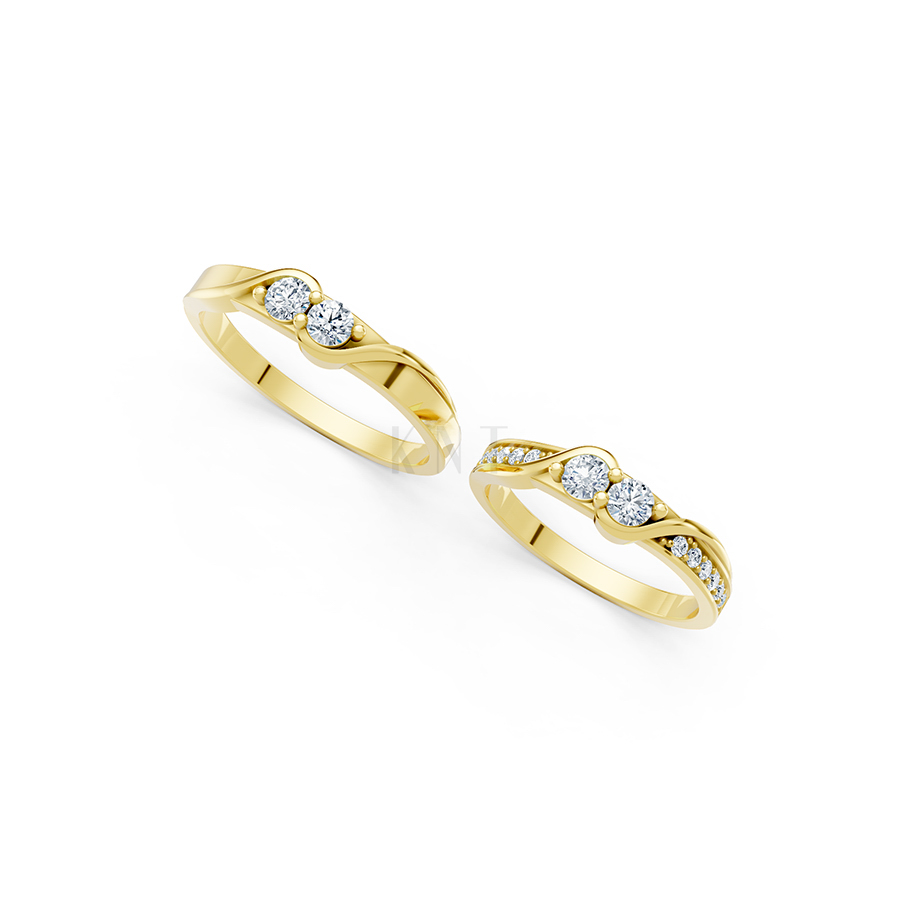 Nhẫn cưới A129 màu Vàng Gold thiết kế phá cách, sang trọng