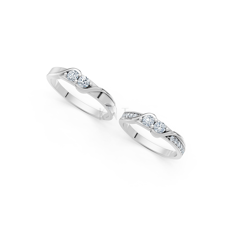 Nhẫn cưới A129 màu vàng trắng White Gold vàng sáng, đường nét sắc sảo, tinh tế