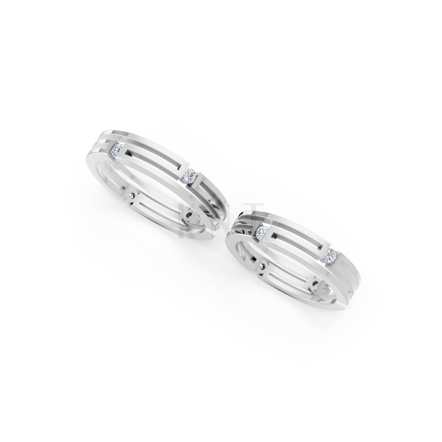 Nhẫn cưới A131 màu vàng trắng White Gold kiểu dáng cá tính, hiện đại