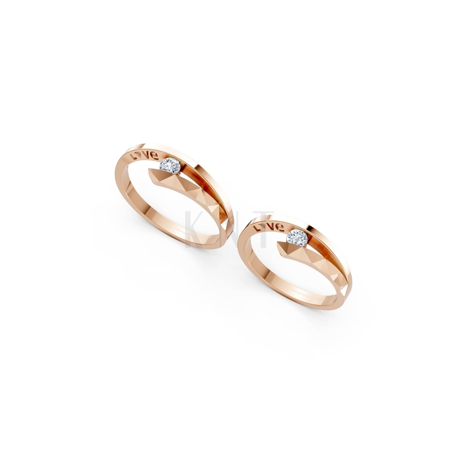 Nhẫn cưới A132 màu vàng hồng Rose Gold phong cách trẻ trung, nổi bật