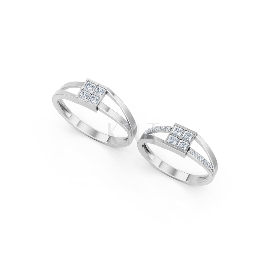 Nhẫn cưới A133 màu vàng trắng White Gold kiểu dáng cá tính, hiện đại