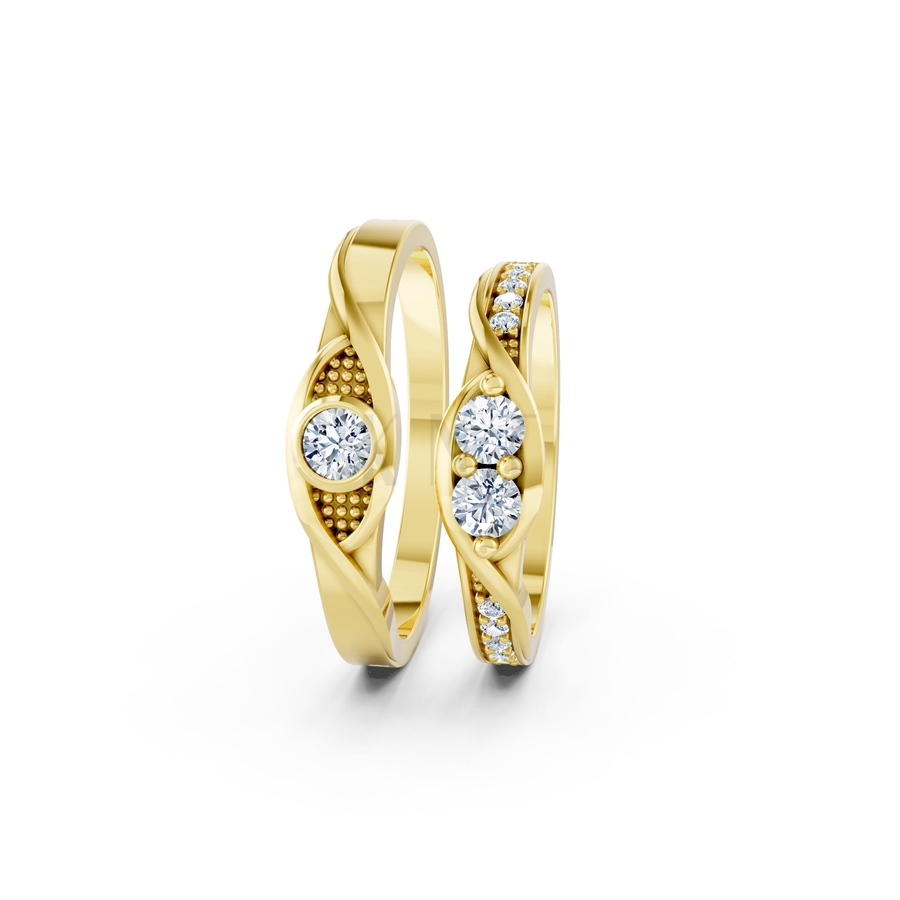 Nhẫn cưới A134 màu Vàng Gold vàng 10K/14K/18K/607 cao cấp, thanh lịch