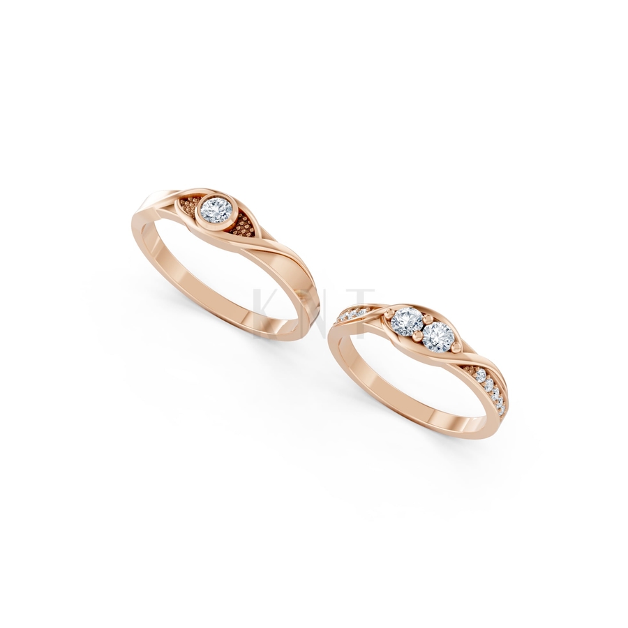 Nhẫn cưới A134 màu vàng hồng Rose Gold phong cách trẻ trung, nổi bật