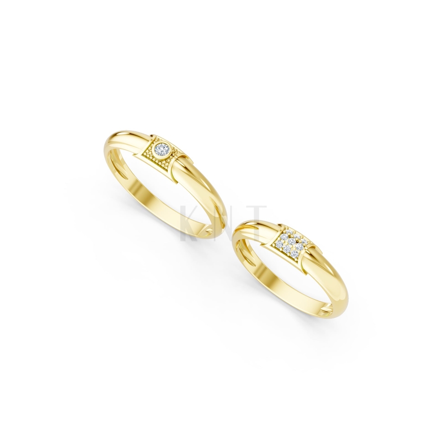 Nhẫn cưới A135 màu Vàng Gold thiết kế phá cách, sang trọng