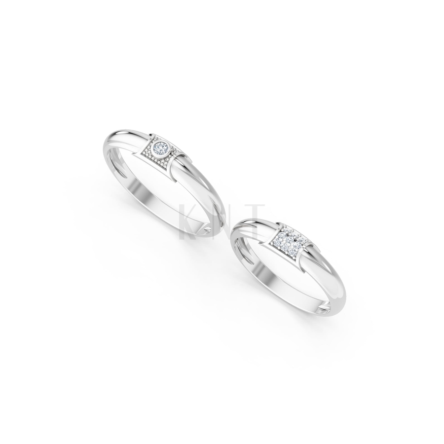 Nhẫn cưới A135 màu vàng trắng White Gold vàng sáng, đường nét sắc sảo, tinh tế