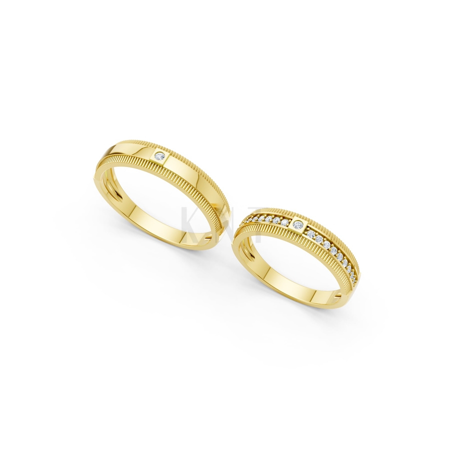 Nhẫn cưới A136 màu Vàng Gold thiết kế phá cách, sang trọng