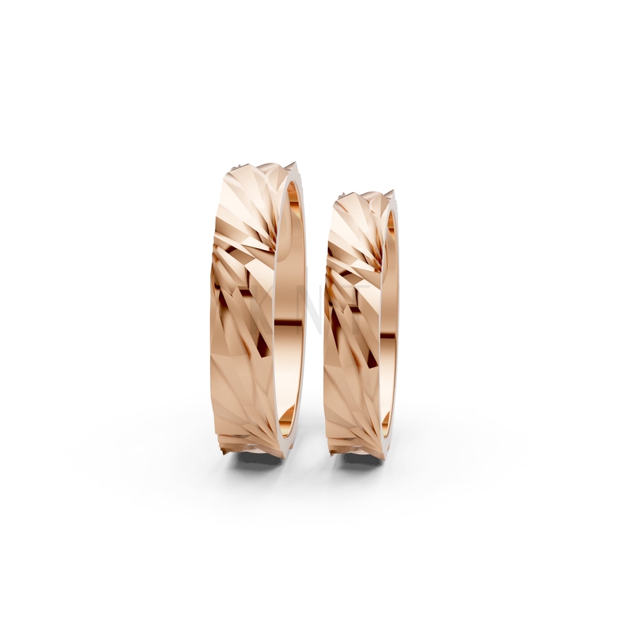 Nhẫn cưới A139 màu vàng hồng Rose Gold thiết kế đối xứng, phong cách, ấn tượng