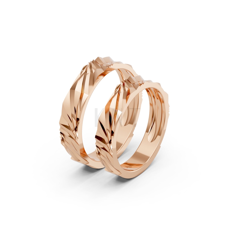 Nhẫn cưới A139 màu vàng hồng Rose Gold họa tiết ấn tượng, cá tính