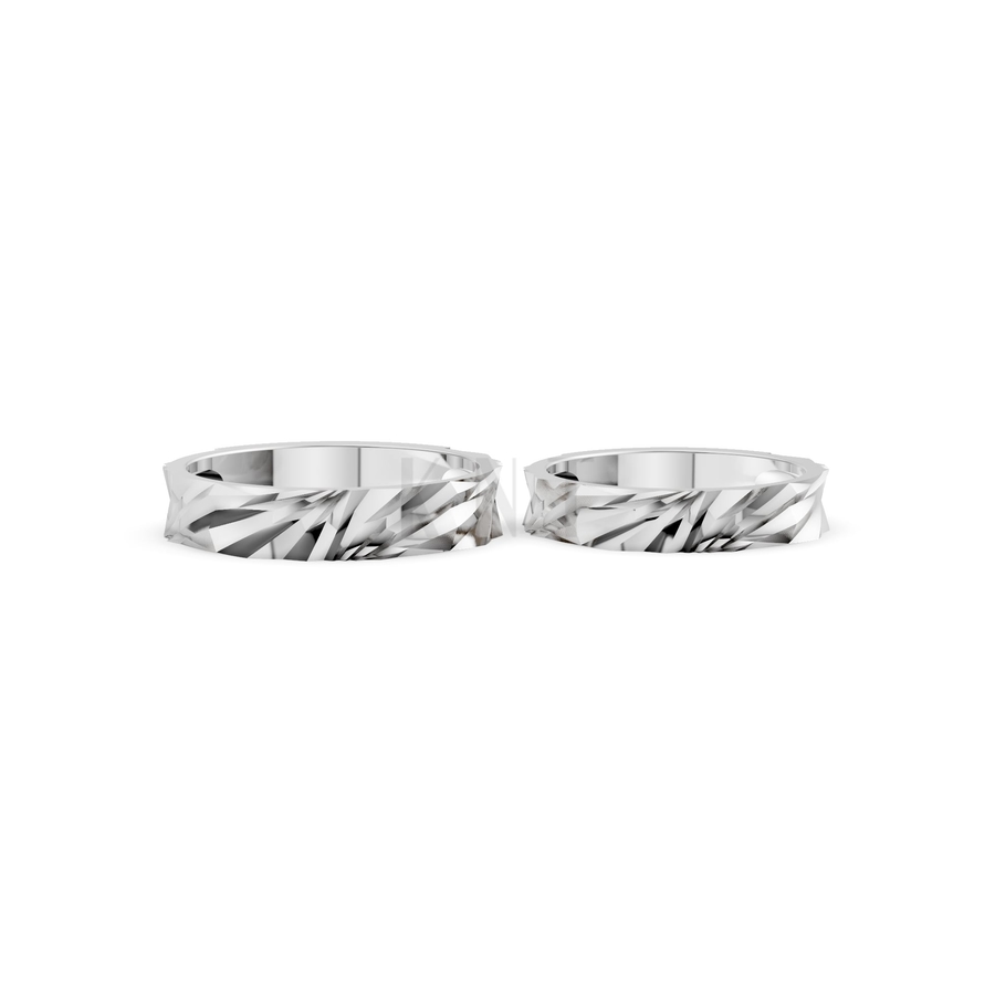 Nhẫn cưới A139 màu vàng trắng White Gold vàng sáng bóng, thiết kế trẻ trung
