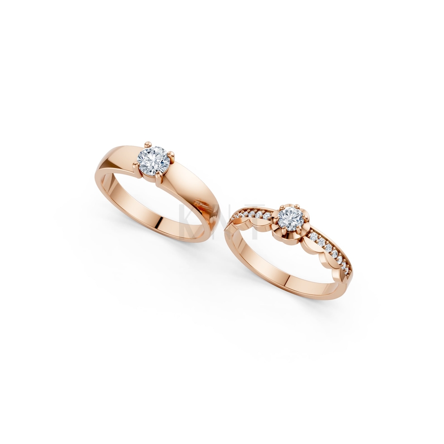 Nhẫn cưới A142 màu vàng hồng Rose Gold phong cách trẻ trung, nổi bật