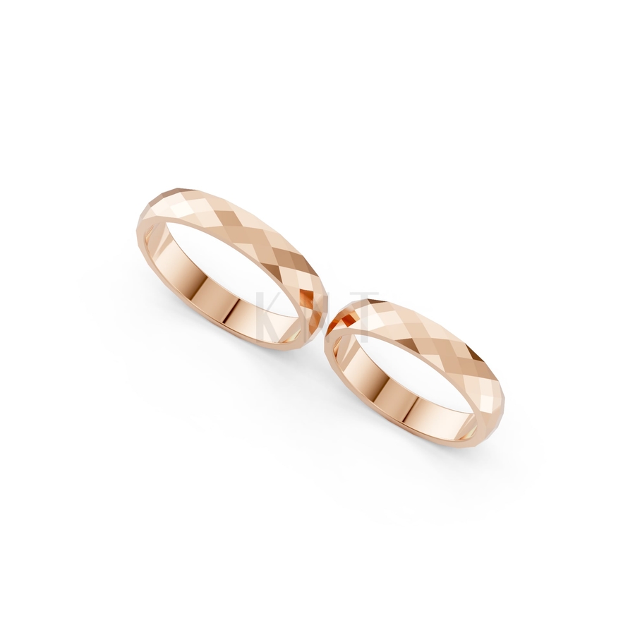 Nhẫn cưới A144 màu vàng hồng Rose Gold phong cách trẻ trung, nổi bật