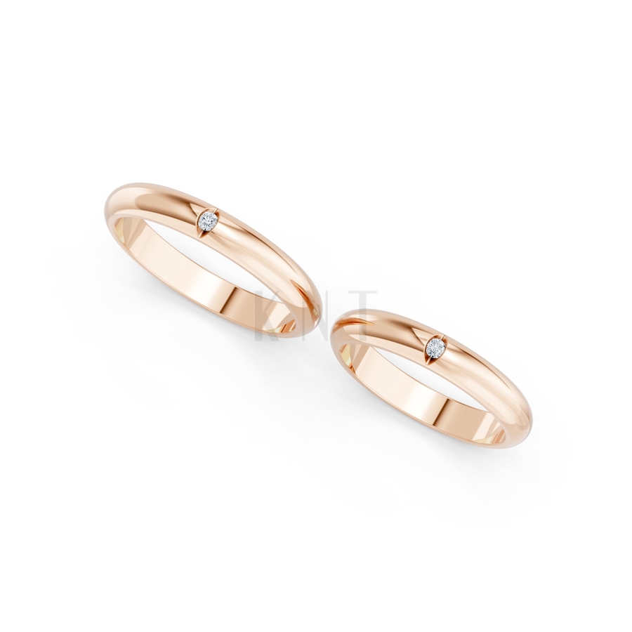 Nhẫn cưới A148 màu vàng hồng Rose Gold vàng đẹp, họa tiết hình học, độc đáo