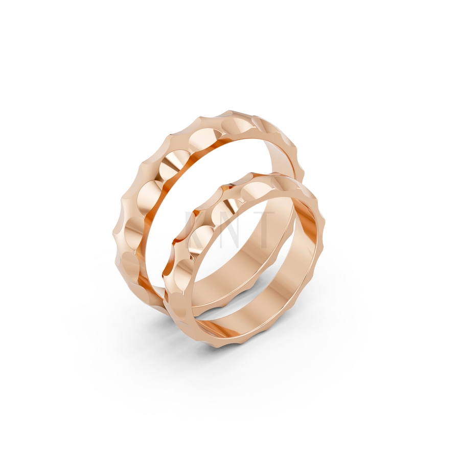 Nhẫn cưới A154 màu vàng hồng Rose Gold họa tiết ấn tượng, cá tính