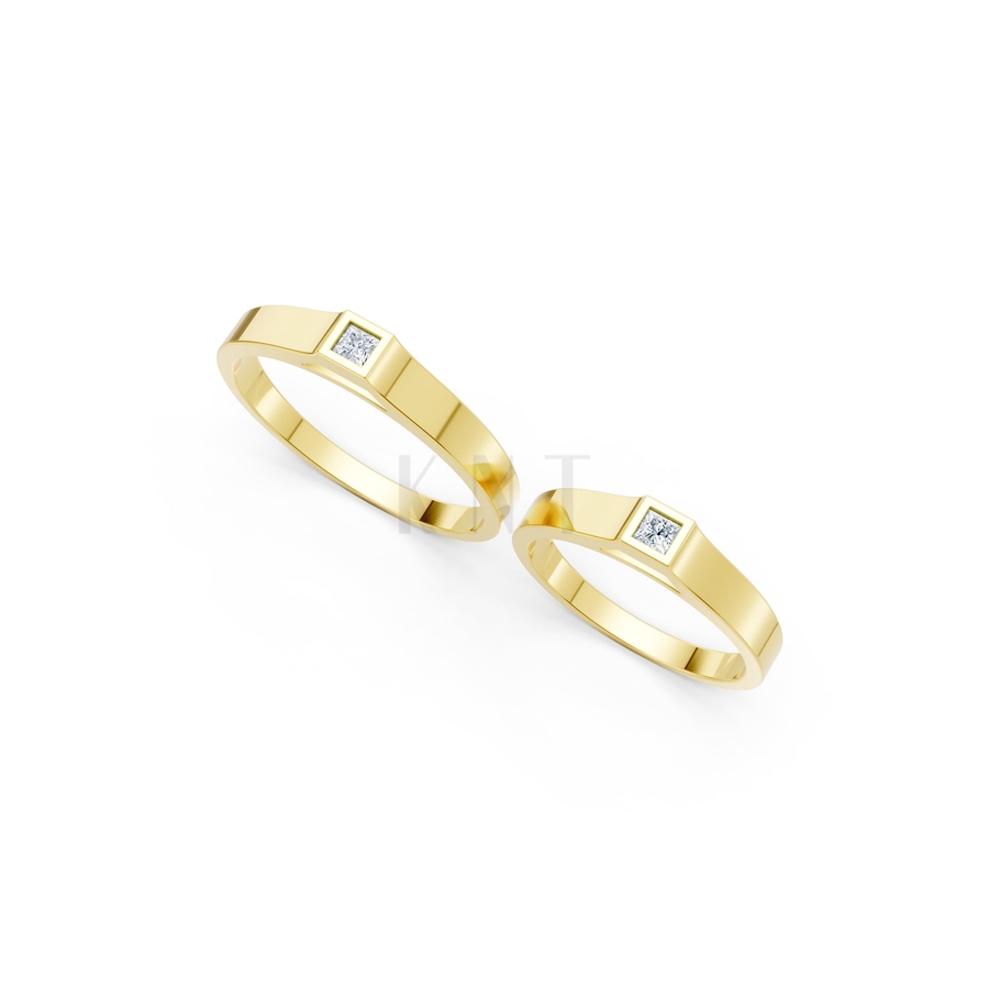 Nhẫn cưới A155 màu Vàng Gold vàng 10K/14K/18K/607 cao cấp, thanh lịch