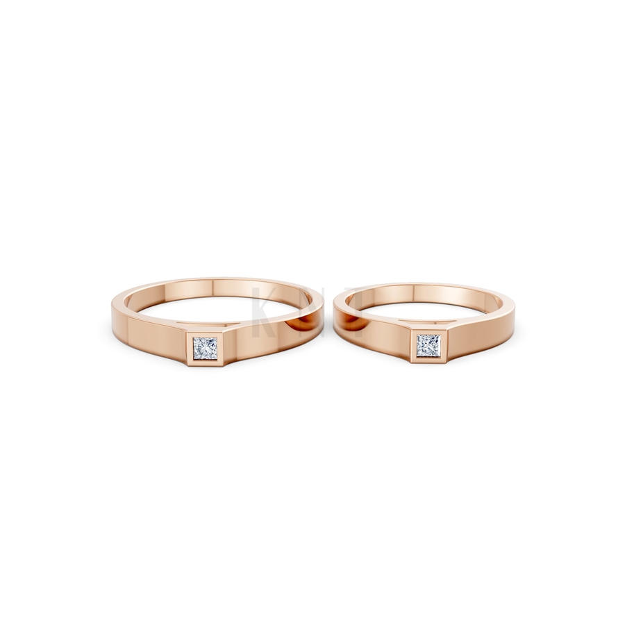 Nhẫn cưới A155 màu vàng hồng Rose Gold thiết kế đối xứng, phong cách, ấn tượng