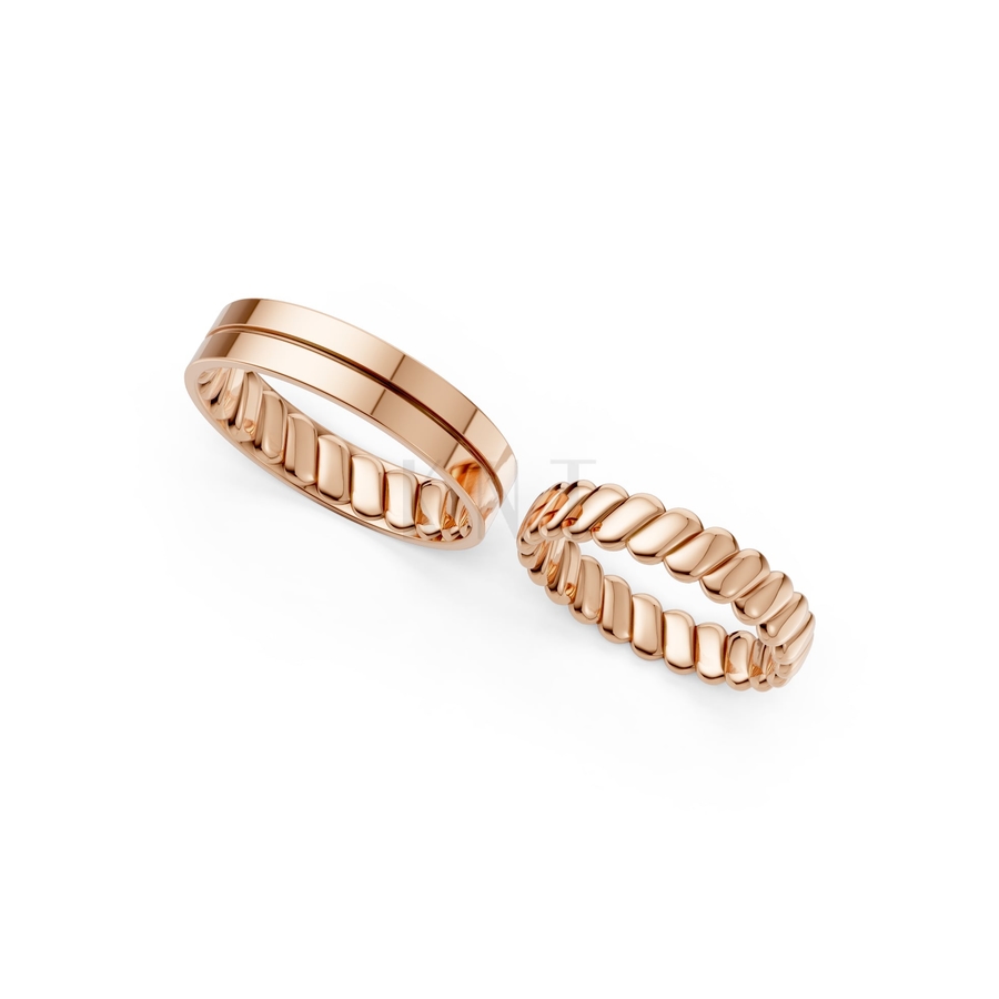 Nhẫn cưới A156 màu vàng hồng Rose Gold phong cách trẻ trung, nổi bật