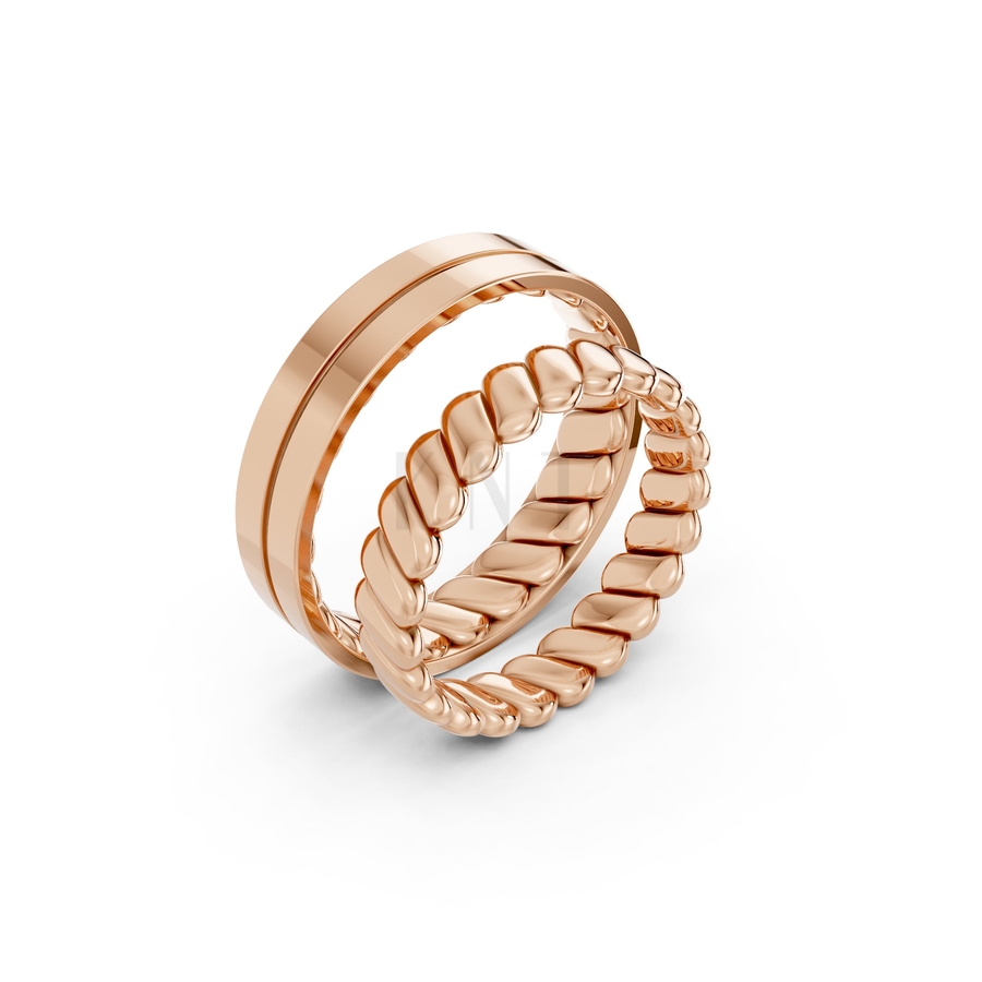 Nhẫn cưới A156 màu vàng hồng Rose Gold họa tiết ấn tượng, cá tính