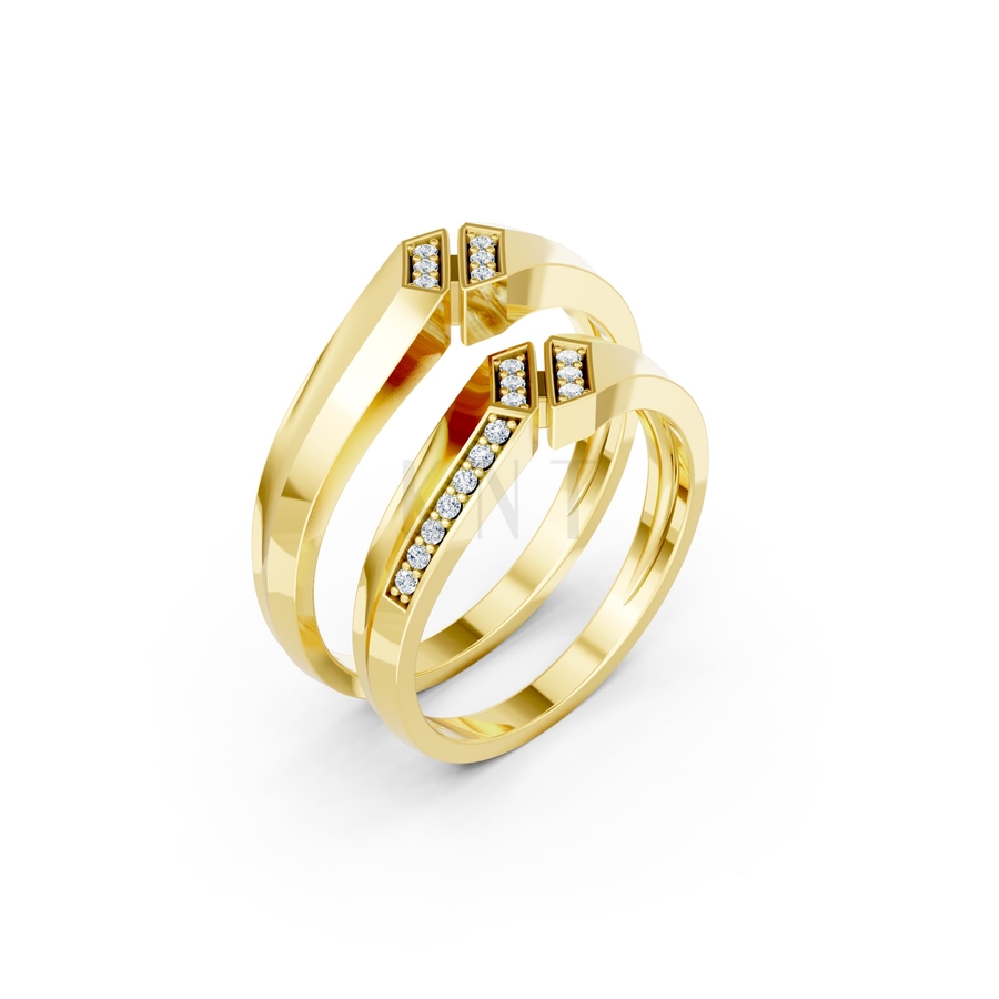 Nhẫn cưới A158 màu Vàng Gold thiết kế tinh tế, sang trọng