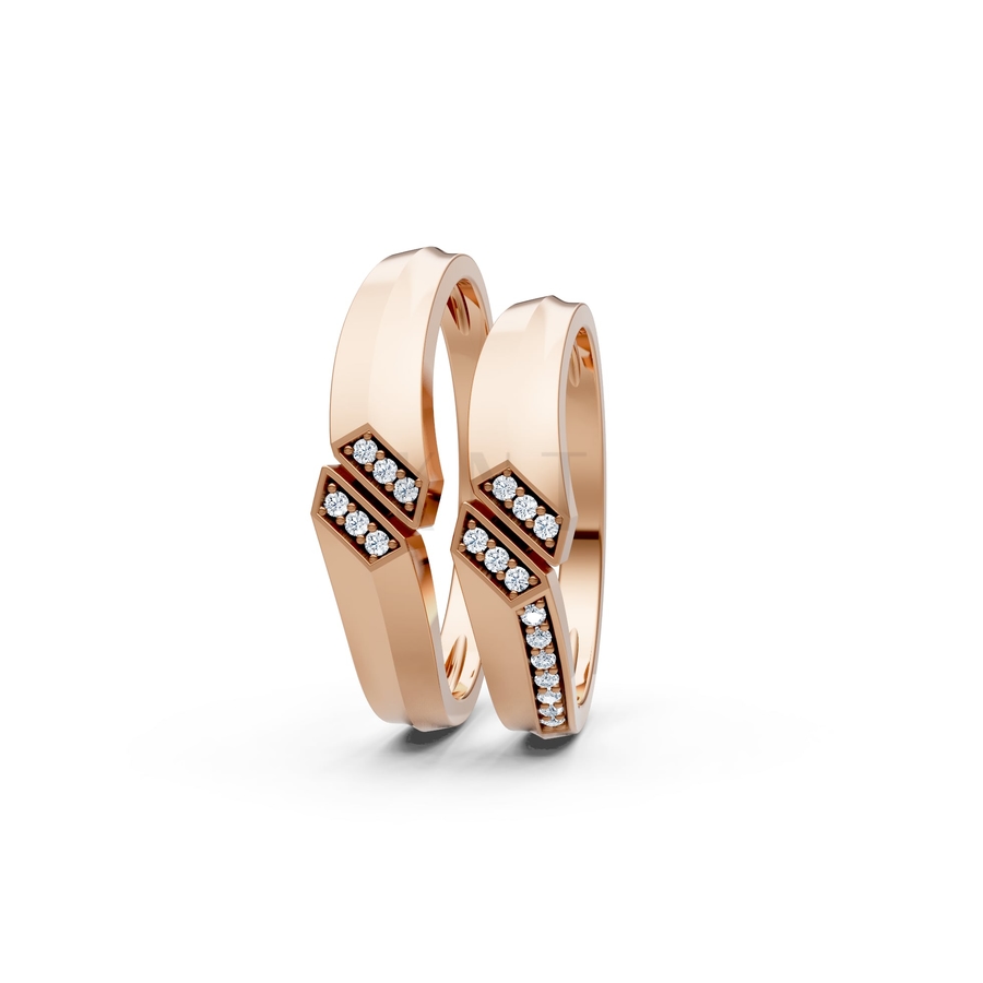 Nhẫn cưới A158 màu vàng hồng Rose Gold phong cách trẻ trung, nổi bật