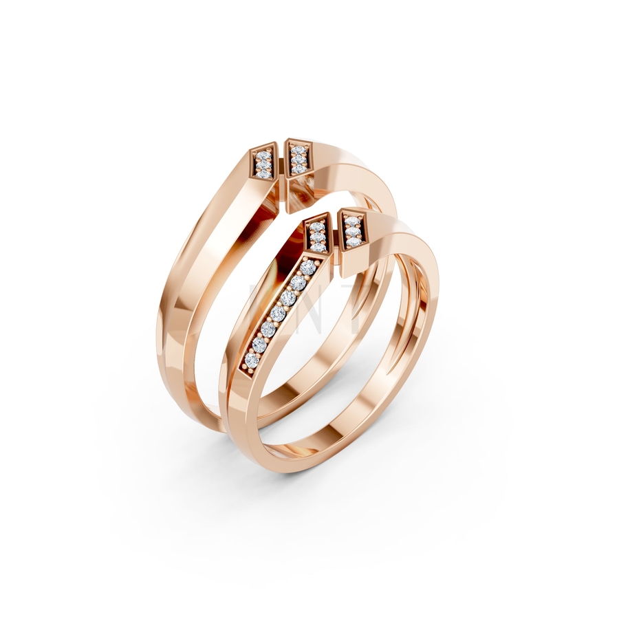 Nhẫn cưới A158 màu vàng hồng Rose Gold họa tiết ấn tượng, cá tính
