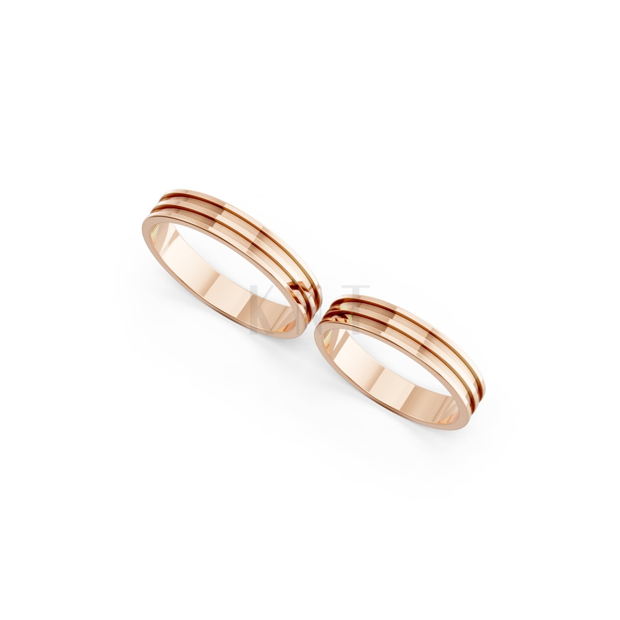 Nhẫn cưới Collab Ceramic – A162 màu vàng hồng Rose Gold vàng đẹp, họa tiết hình học, độc đáo