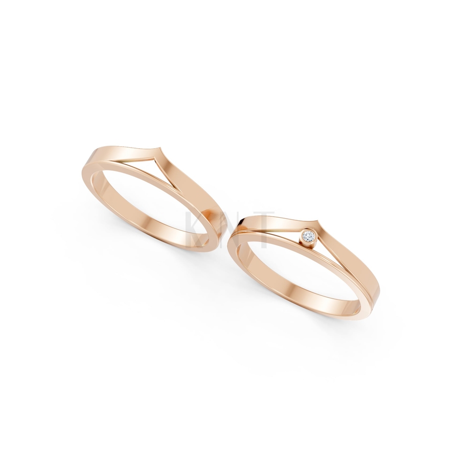 Nhẫn cưới A165 màu vàng hồng Rose Gold thiết kế đối xứng, phong cách, ấn tượng