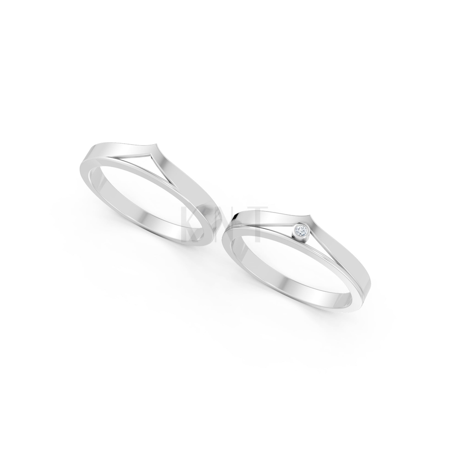 Nhẫn cưới A165 màu vàng trắng White Gold vàng sáng, đường nét sắc sảo, tinh tế