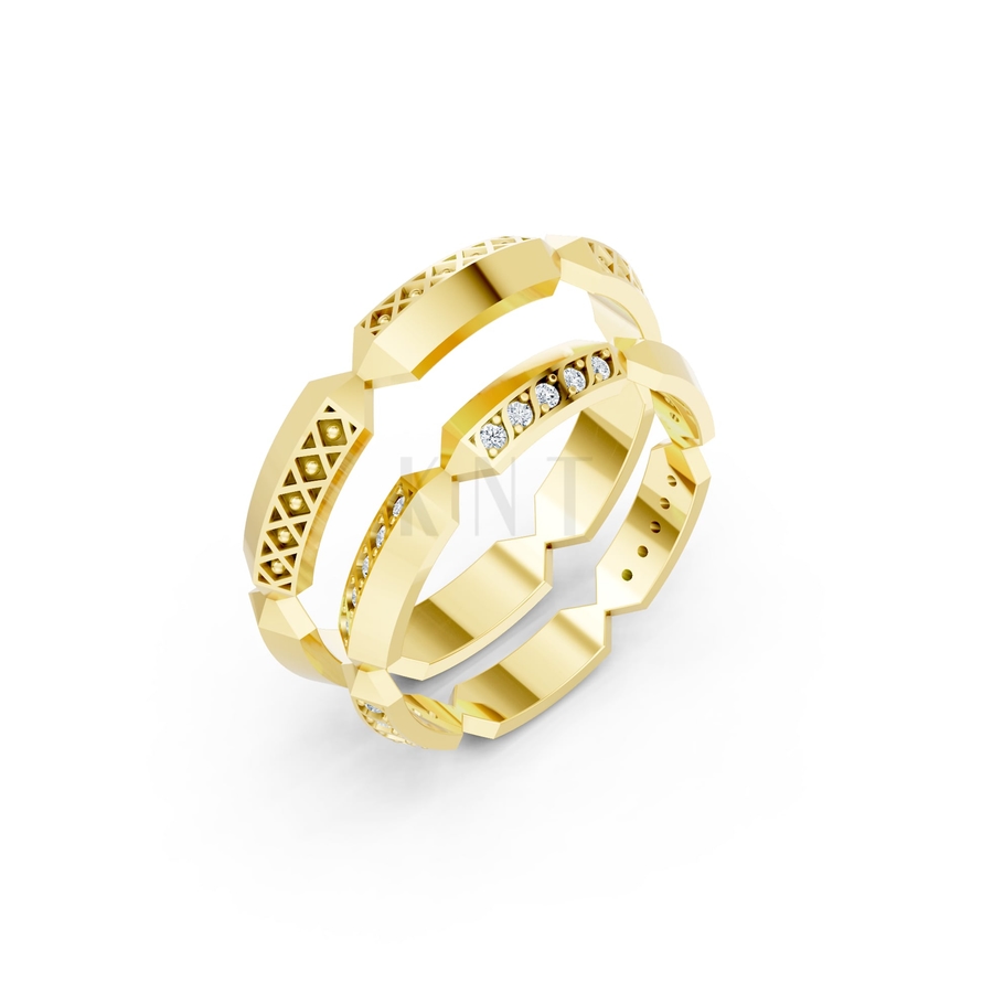 Nhẫn cưới A166 màu Vàng Gold thiết kế tinh tế, sang trọng