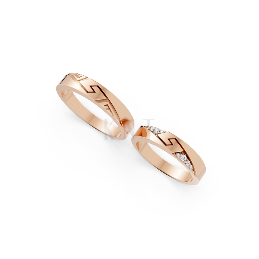 NHẪN CƯỚI A167 màu vàng hồng Rose Gold thiết kế đối xứng, phong cách, ấn tượng