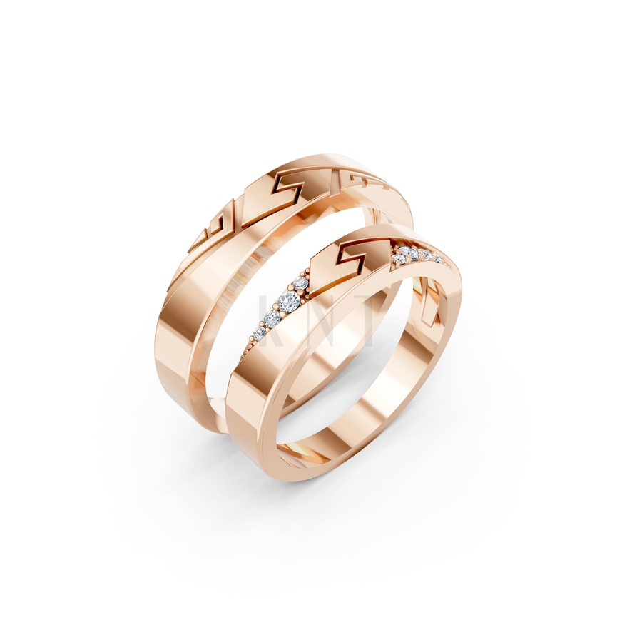 NHẪN CƯỚI A167 màu vàng hồng Rose Gold họa tiết ấn tượng, cá tính