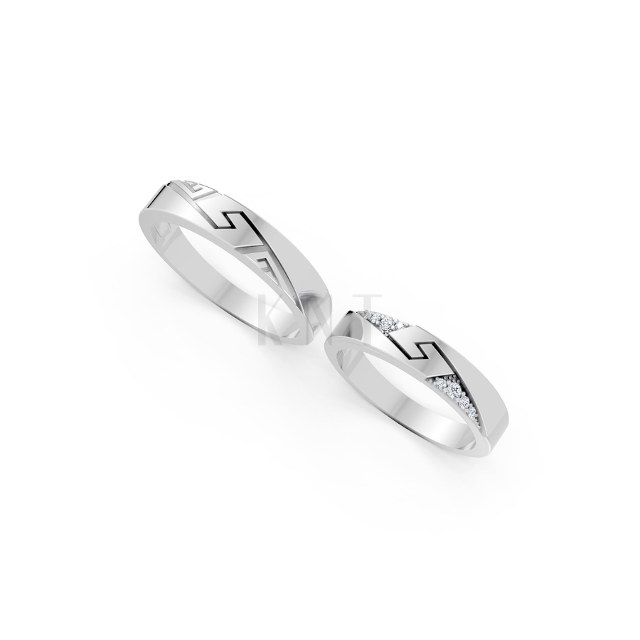 NHẪN CƯỚI A167 màu vàng trắng White Gold vàng sáng bóng, thiết kế trẻ trung