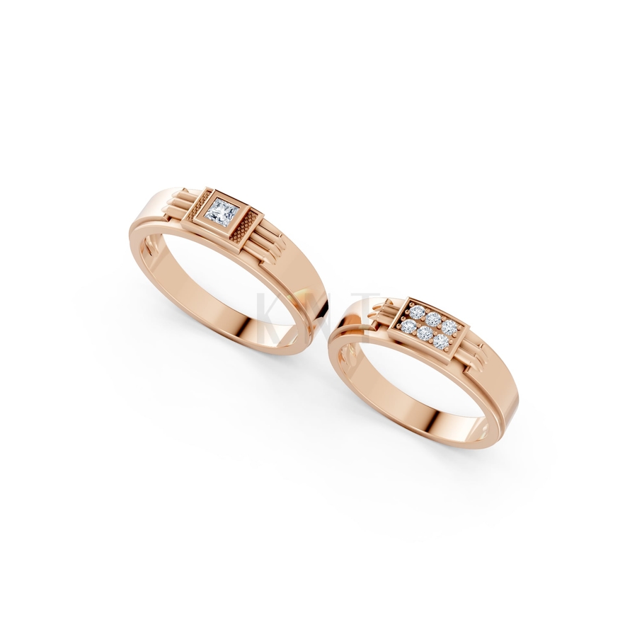 Nhẫn cưới A168 màu vàng hồng Rose Gold phong cách trẻ trung, nổi bật