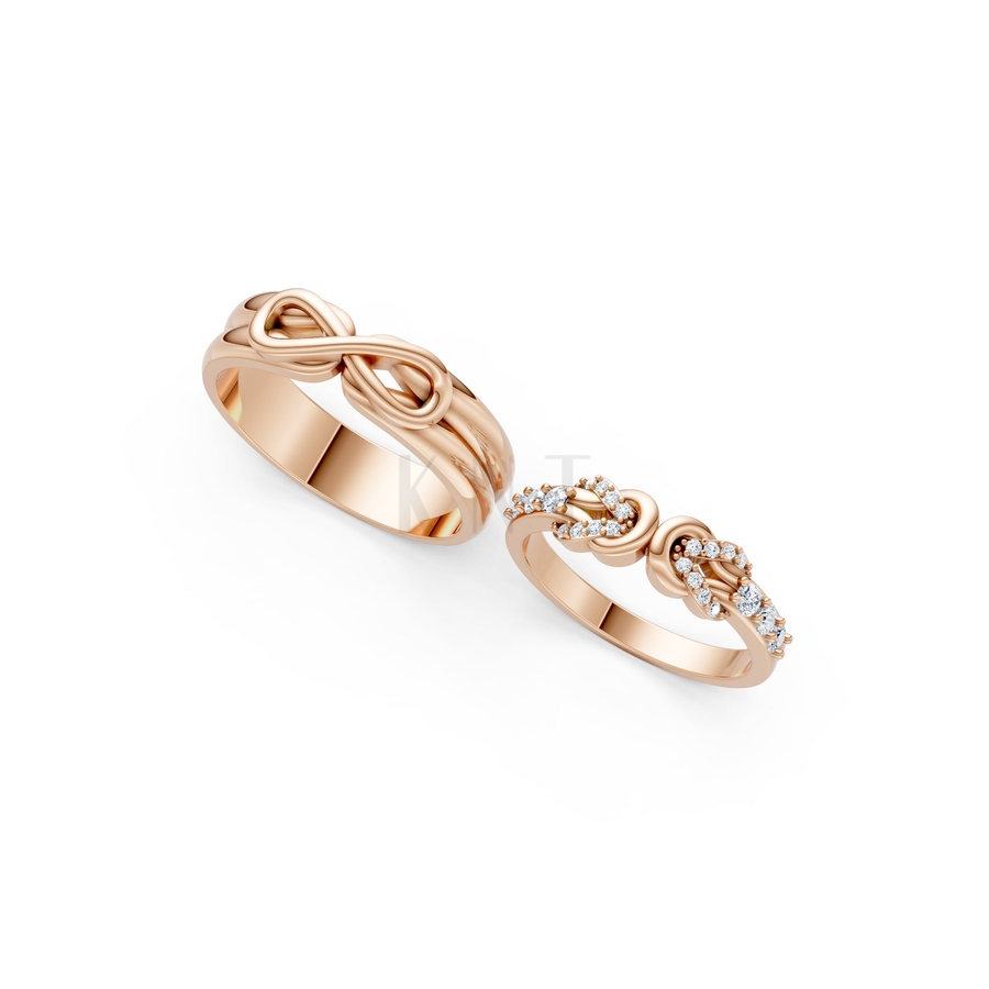 Nhẫn cưới A169 màu vàng hồng Rose Gold thiết kế đối xứng, phong cách, ấn tượng