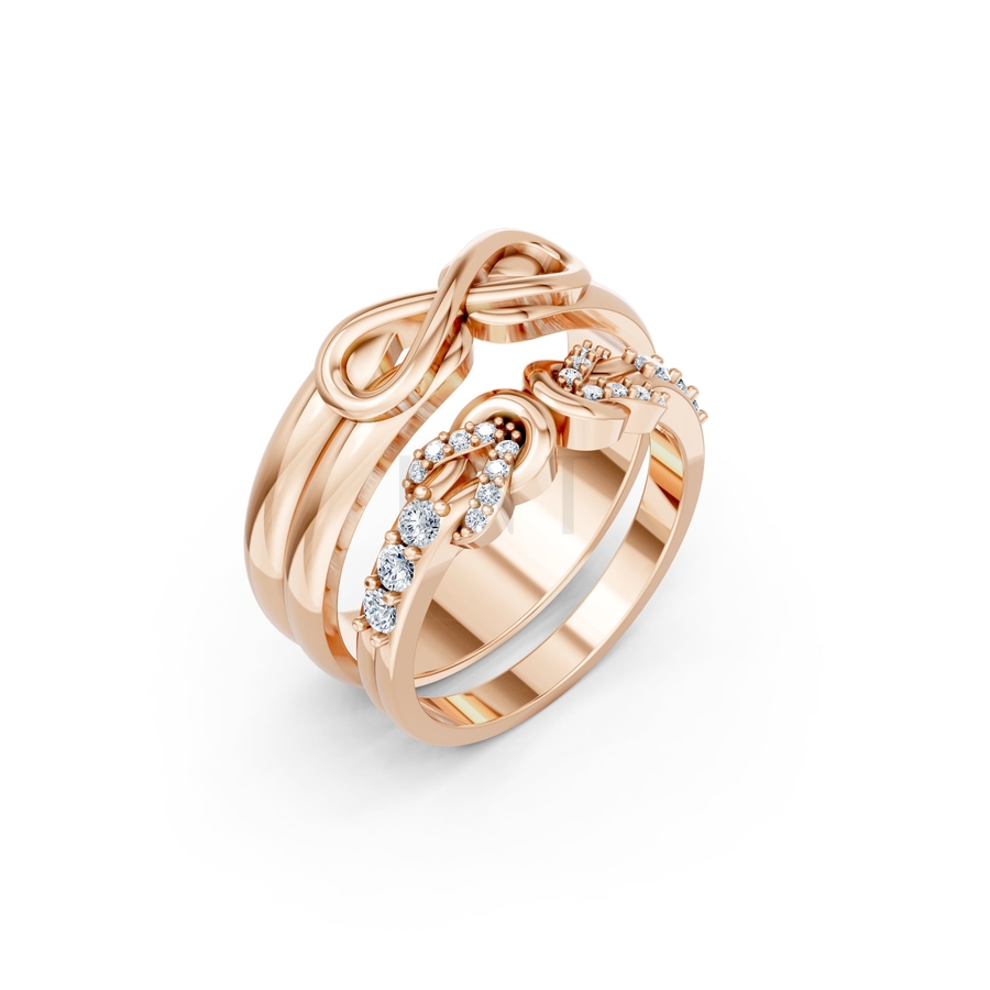 Nhẫn cưới A169 màu vàng hồng Rose Gold họa tiết ấn tượng, cá tính