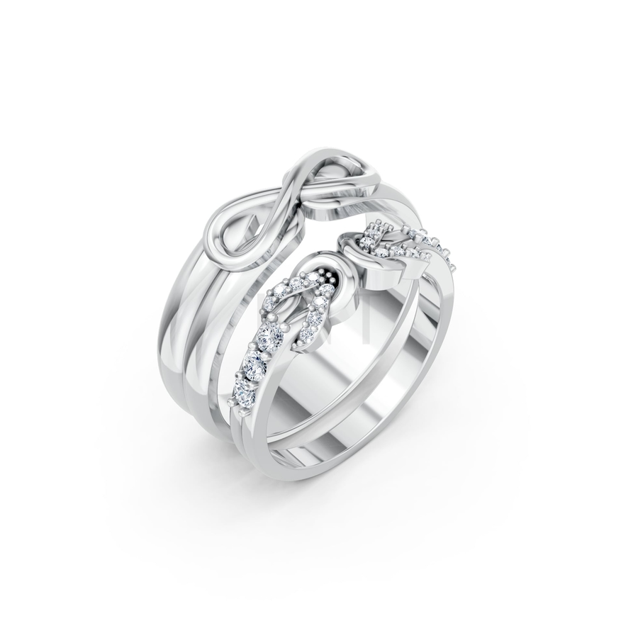 Nhẫn cưới A169 màu vàng trắng White Gold kiểu dáng hiện đại, nổi bật