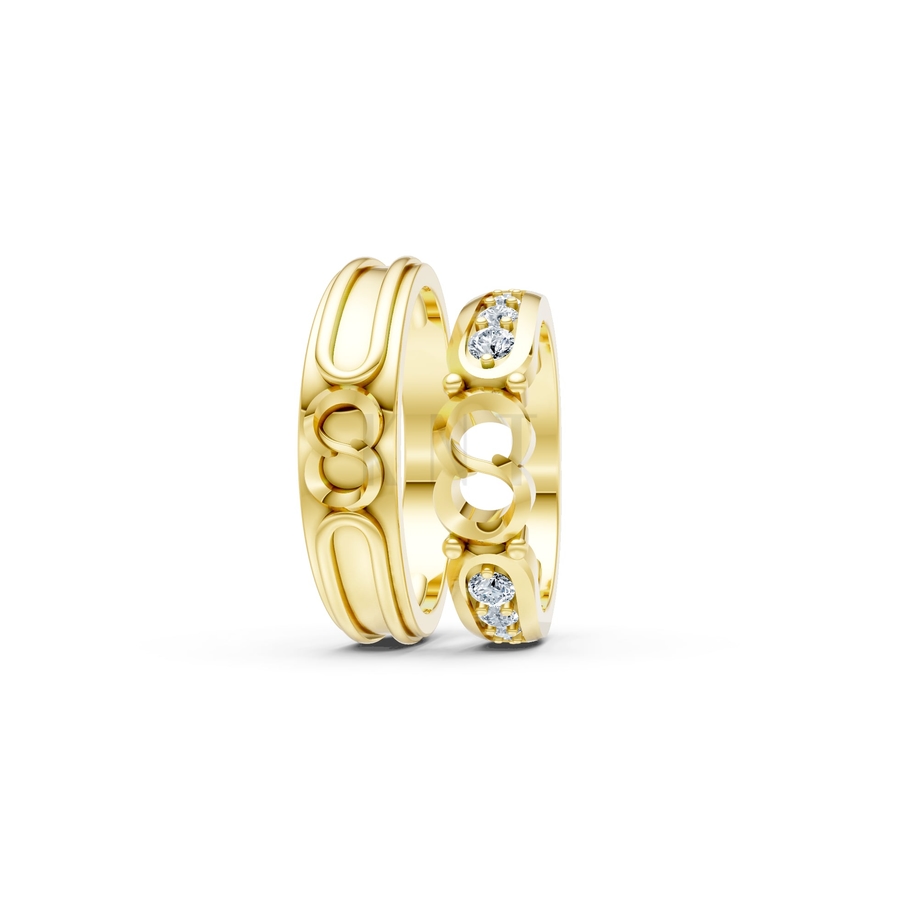 NHẪN CƯỚI A170 màu Vàng Gold thiết kế phá cách, sang trọng