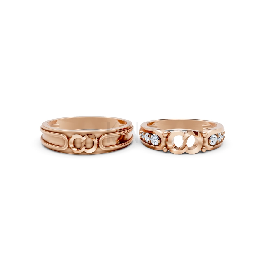 NHẪN CƯỚI A170 màu vàng hồng Rose Gold thiết kế đối xứng, phong cách, ấn tượng