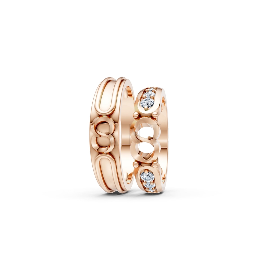 NHẪN CƯỚI A170 màu vàng hồng Rose Gold phong cách trẻ trung, nổi bật